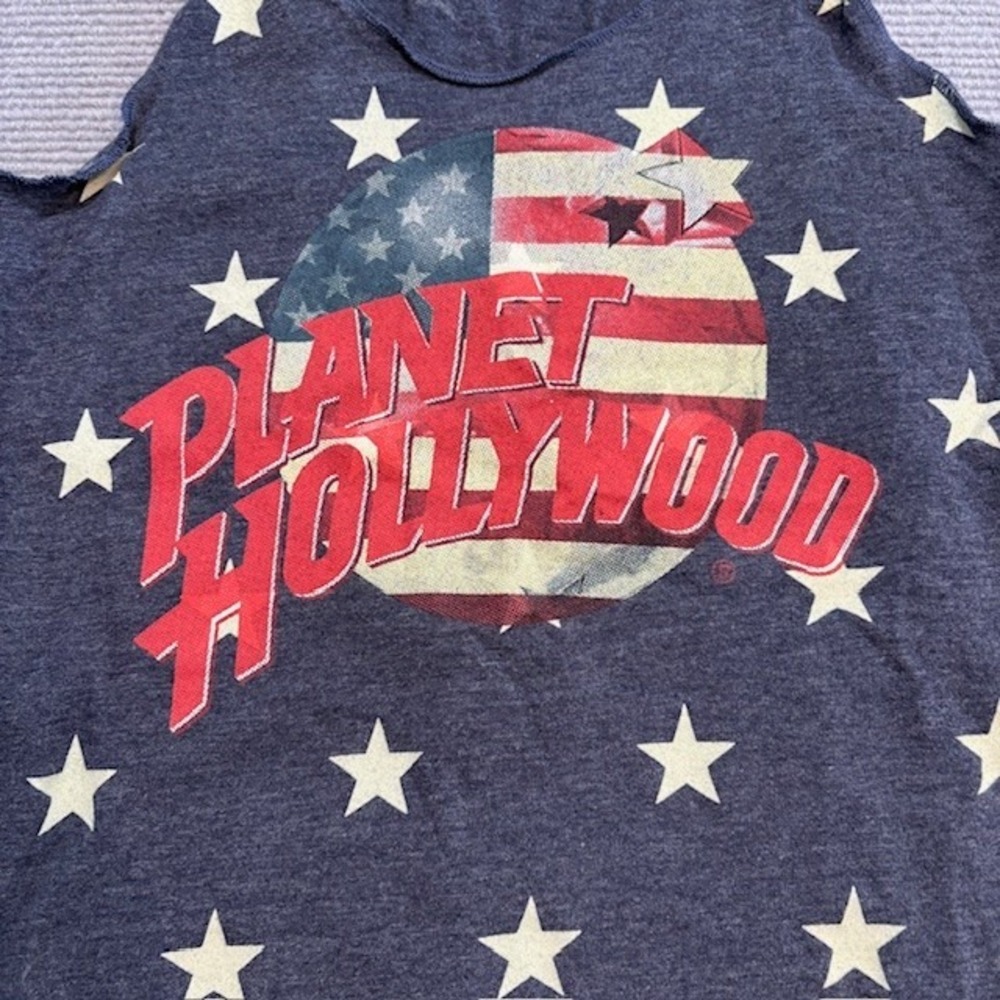 Planet Hollywood Women's Graphic Blue‎ Tank Top White Stars Racerback Large - Picture 3 of 7